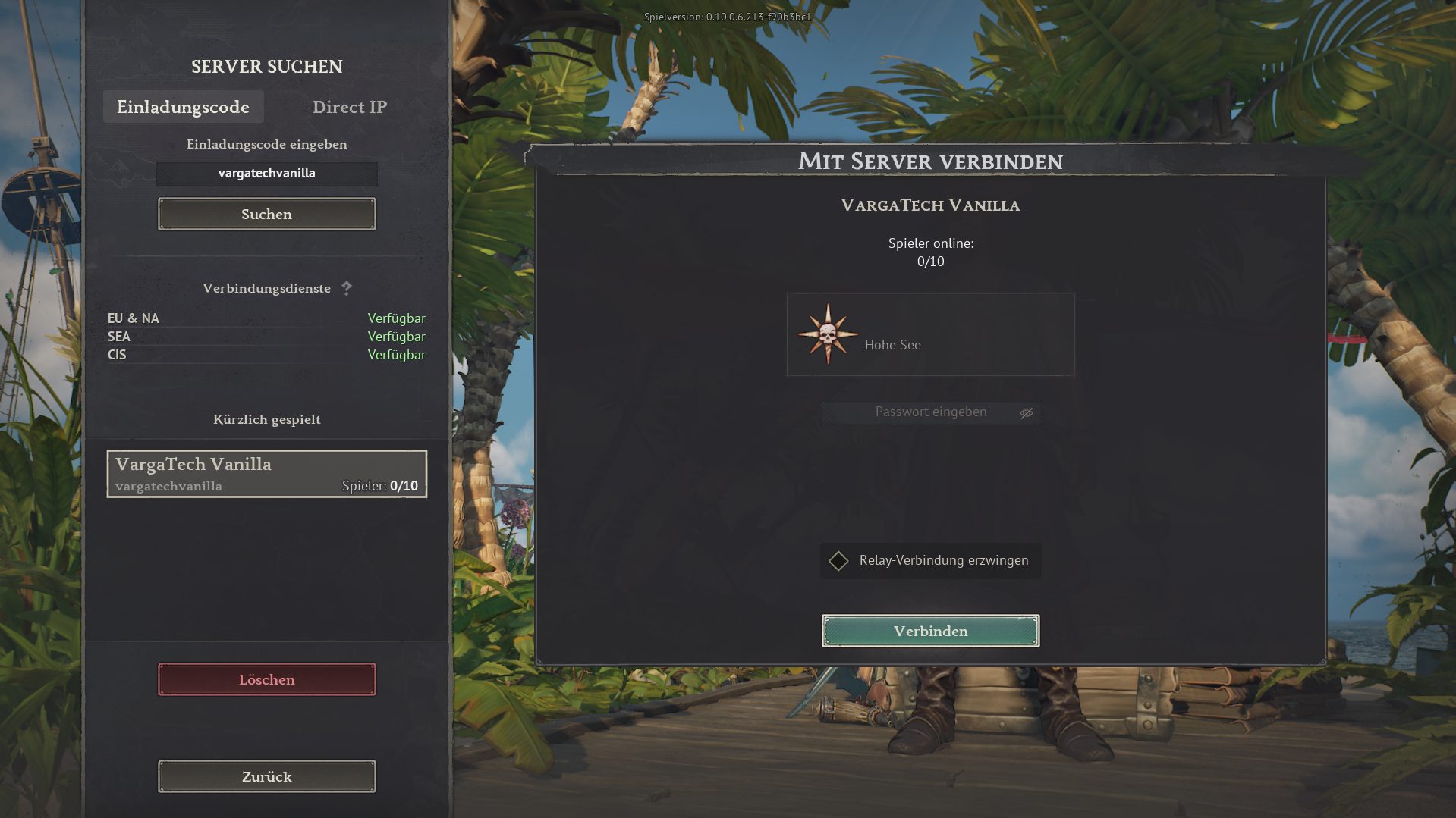 Varga-Tech Windrose Vanilla Server Anleitung Schritt 2: VargaTech Vanilla auswählen und verbinden